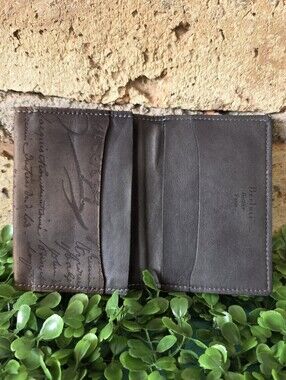 Berluti Paris Brown Scritto Calf Leather Card Holder Wallet